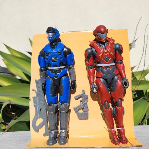 HALO Master Chief 12" Action Figure Blue Red Spartan Toy Bundle Video Game Memor - Picture 10 of 14